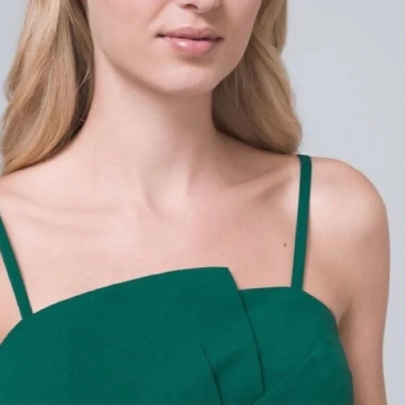 White House Black Market Bustier top gathered waist  rhinestone brooch. Size 12 - Picture 3 of 12